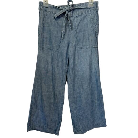 J. Crew Chambray Tie-Waist Pant Blue Classic Wash L0874 Size 4 - Picture 4 of 12